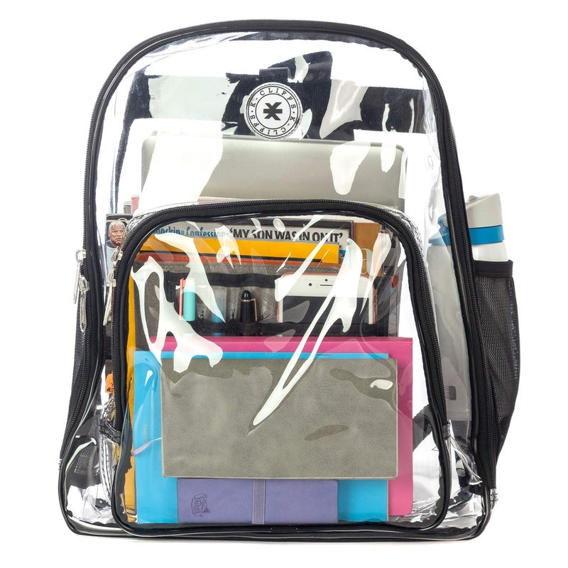 K-Cliffs Clear Backpack Heavy Duty Student Bookbag Large Durable See Through School Bag Quality Transparent PVC Travel Security Workbag Black - Image 3